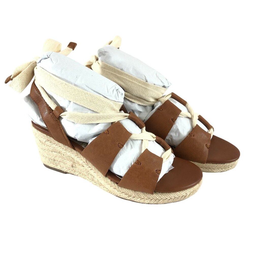 Patricia Nash Womens Riva Sandals Wedge Heel Lace Up Leather Brown Size 6